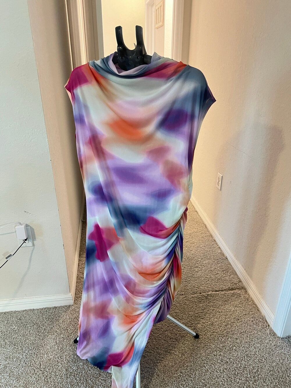Anthropologie The Maya Ruched Cowl Neck Mesh Midi Dress Women’s Size 2X
